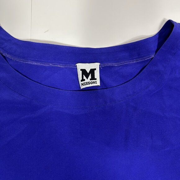 Missoni 100% Silk Purple Tunic Blouse Oversize Round Neck Long Sleeve Sz 48 - XL - Picture 4 of 8